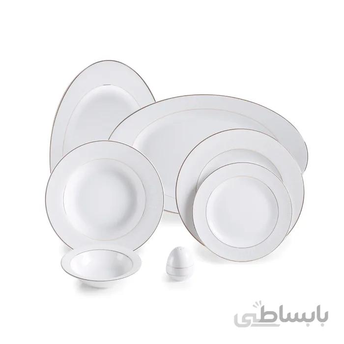 سرویس چینی ۲۸ پارچه چینی زرین سری ایتالیا اف مدل سپید صدف