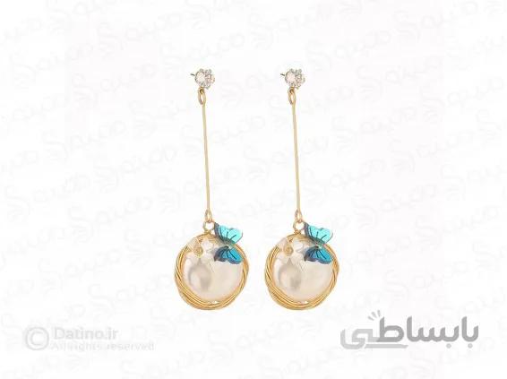 گوشواره زنانه طرح مروارید گل و پروانه 13854