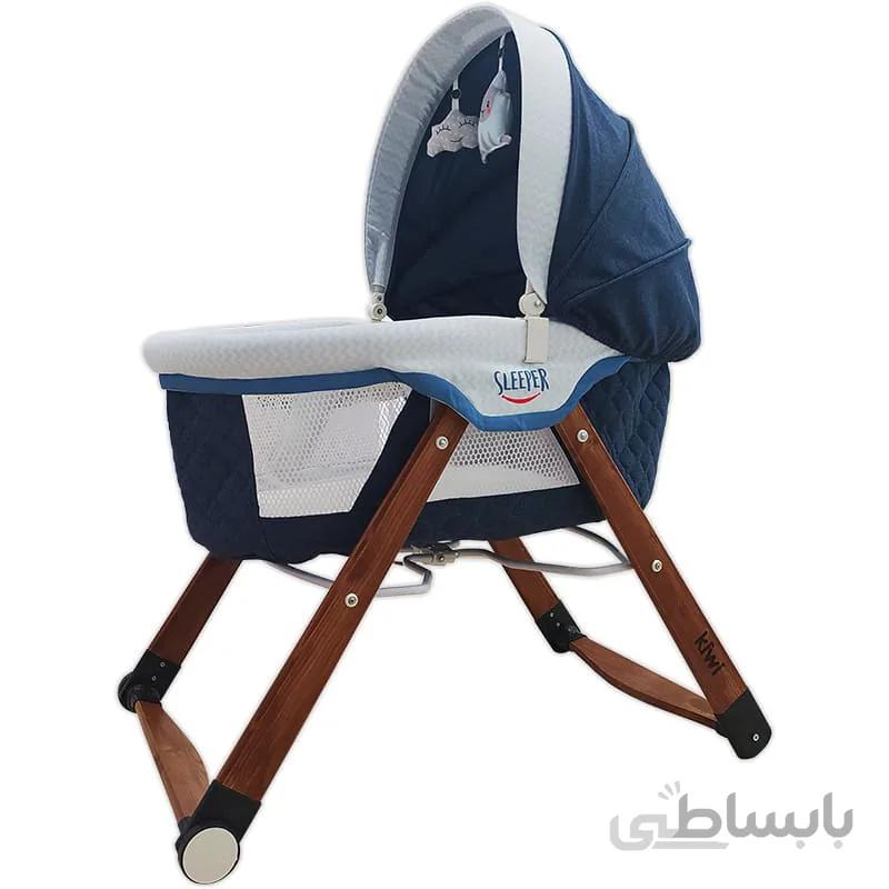 گهواره و تخت کنار مادر بدنه چوبی تاشو و قابل حمل کیوی Baby Cradle Wooden Kiwi