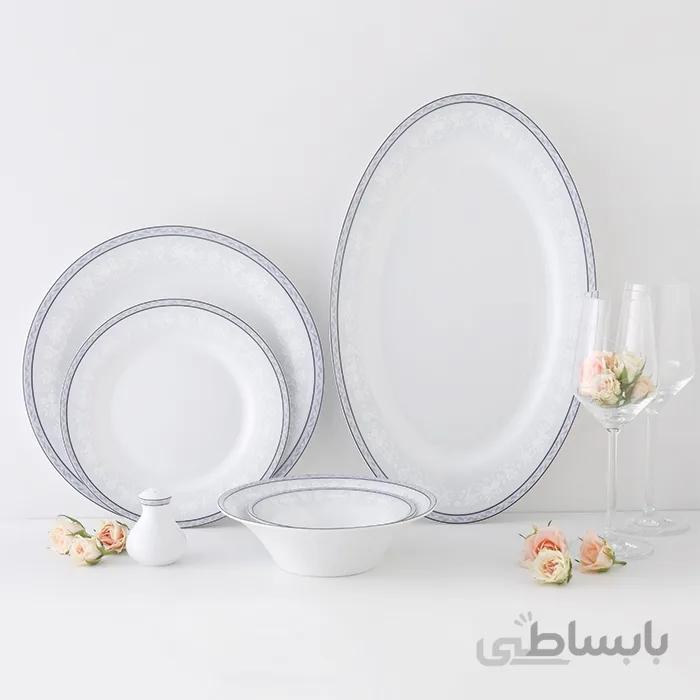 سرویس غذاخوری 35 پارچه چینی زرین ایران سری شهرزاد مدل وایت رز