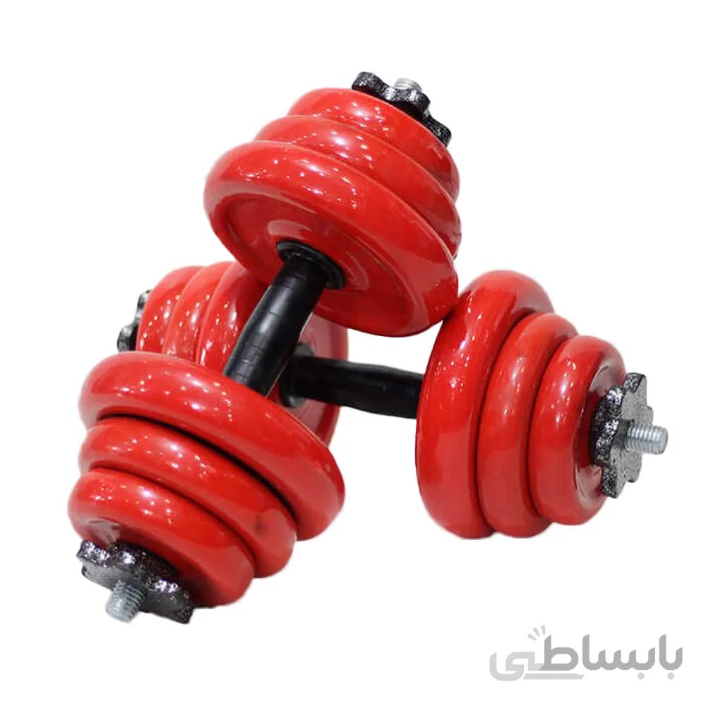 دمبل متغییر 10 کیلویی روکش دار بسته 2 عددی