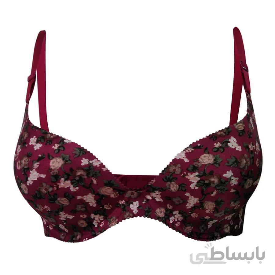 سوتین گلدار زرشکی | سایز 75 – 80 – 85