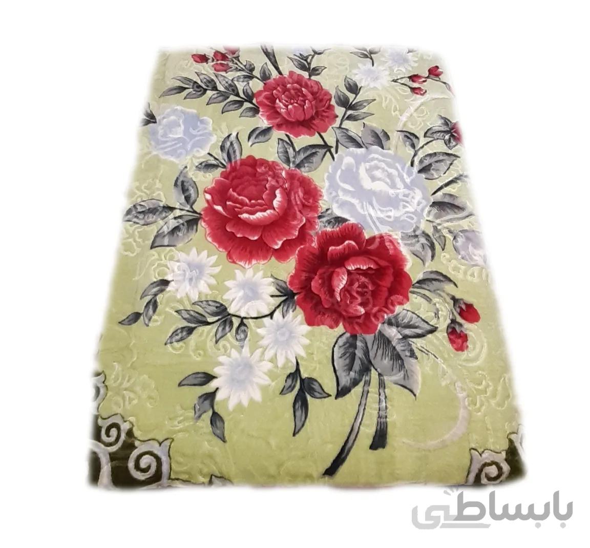 پتو طرح گلبافت گلاریس 2 نفره رنگ سبز
