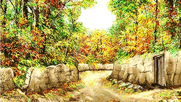 نخ و نقشه تابلوفرش کوچه باغ پاییزی - 517