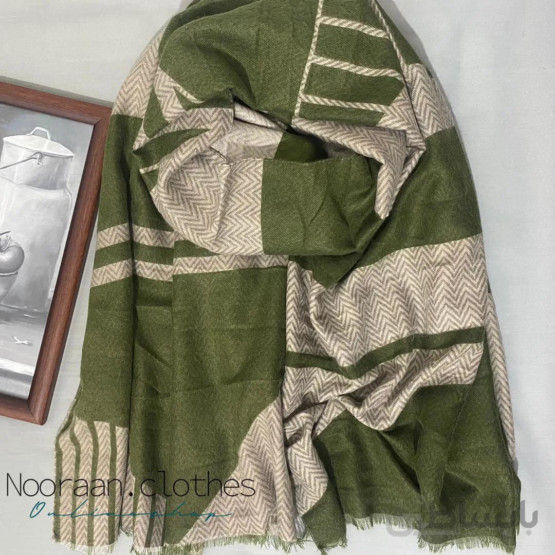شال موهر پاییزه طوسی سبز 104703 ا 104703