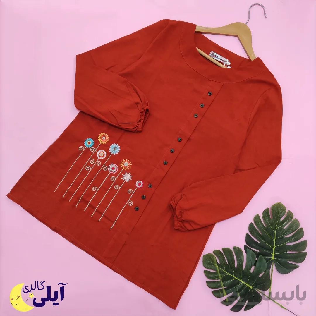 شومیز نه دکمه گلدوزی
