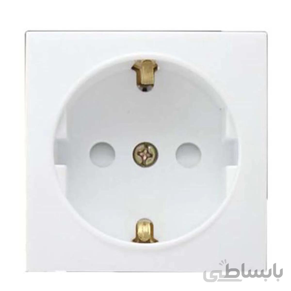 صفحه پریز ارت دار با محافظ کودک پارت الکتریک مدل اذین سفید ا Plate Earthed socket with child protector Part Electric White Azin