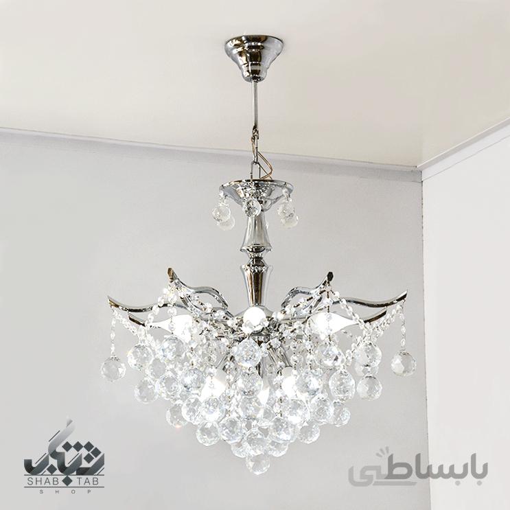 لوستر آویز کریستالی نه شعله کروم 246