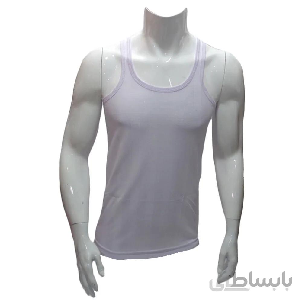 زیرپوش رکابی سوزنی سفید پلی استر پنبه مردانه ابریشم