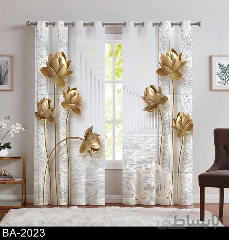 پرده پذیرایی گل طلایی BA-2023