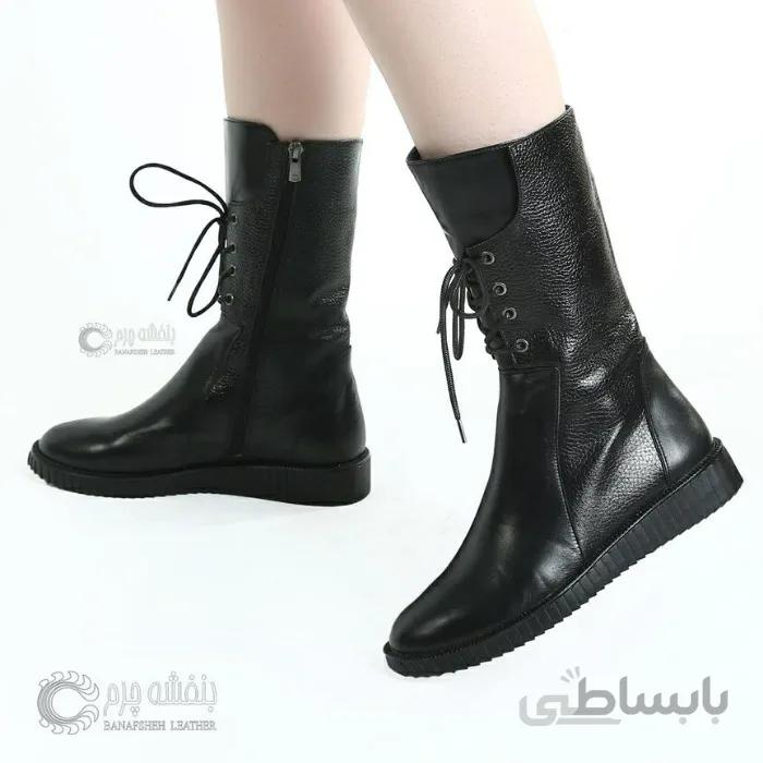 بوت زنانه چرم رزی 2