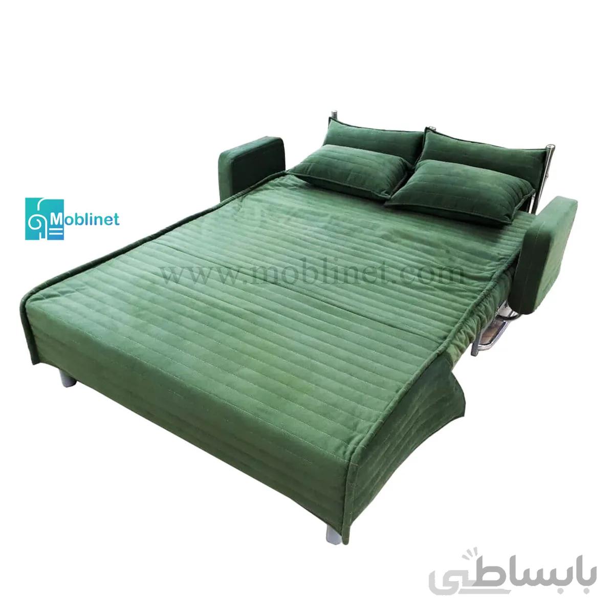 مبل تختخوابشو دو نفره کاپری دسته متکایی عرض تشک 160