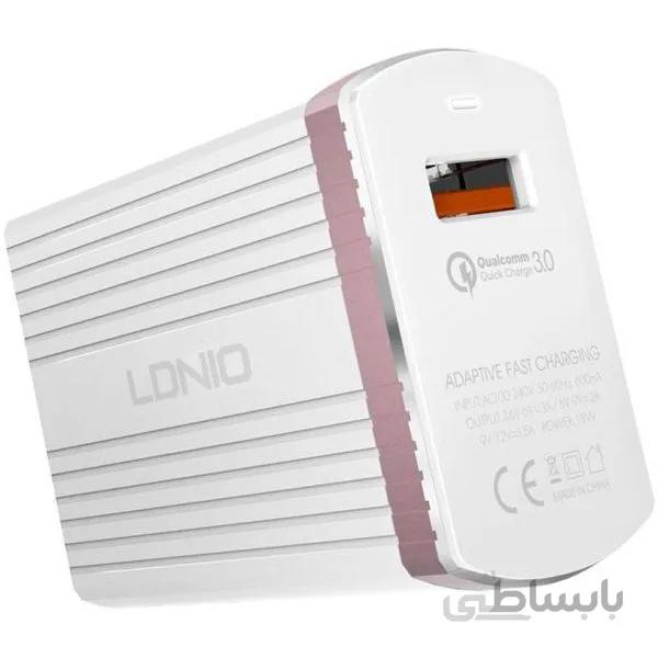 شارژر فست شارژ 3.0 آمپر Qualcomm الدینیو LDNIO A1302Q با کابل