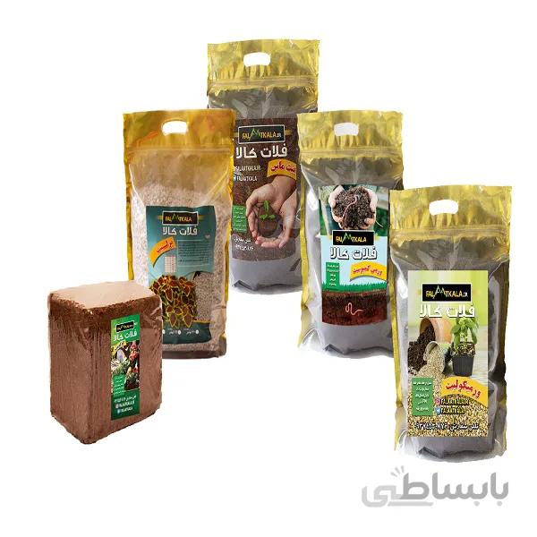 پرلیت، کوکوپیت، پیت ماس، ورمیکولیت، ورمی کمپوست و لیکای فلات کالا کد PCPVVL6S13K وزن 13 کیلوگرم مجموعه 6 عددی
