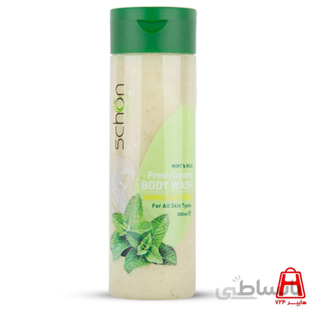 شامپو بدن کرمی شیر نعنا شون حاوی اسکراب گردو ۳۰۰ میلی لیتر