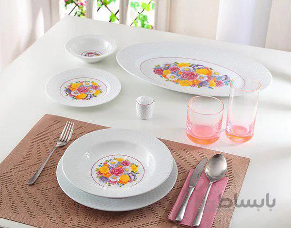 سرویس غذاخوری 28 پارچه چینی زرین ایران سری ایتالیا اف مدل پارادایز ( Paradise ) درجه یک