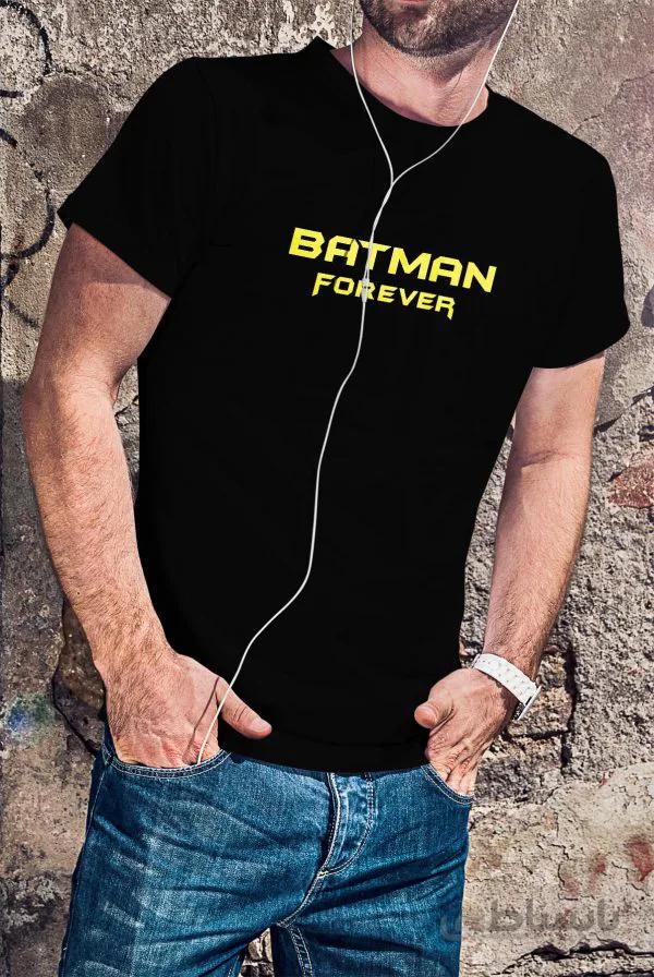تیشرت نخ پنبه مشکی طرح Batman Forever