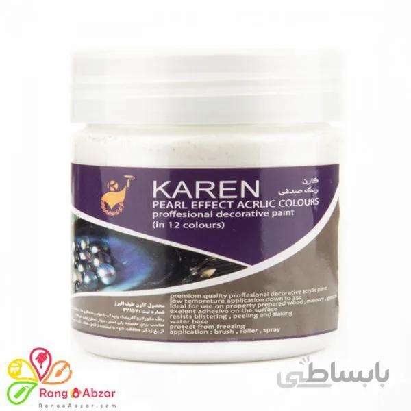 رنگ اکریلیک سفید صدفی متالیک کارن ۳۰۰گرم