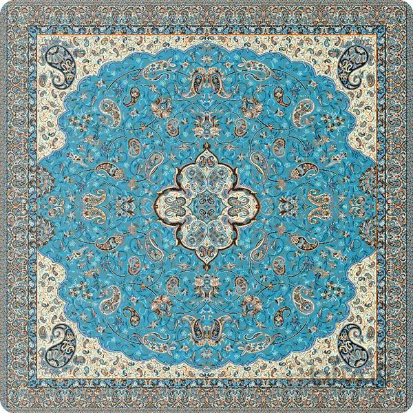 رومیزی مربع ترمه طرح سالار مشکی ابریشم کد 710 کد 410581