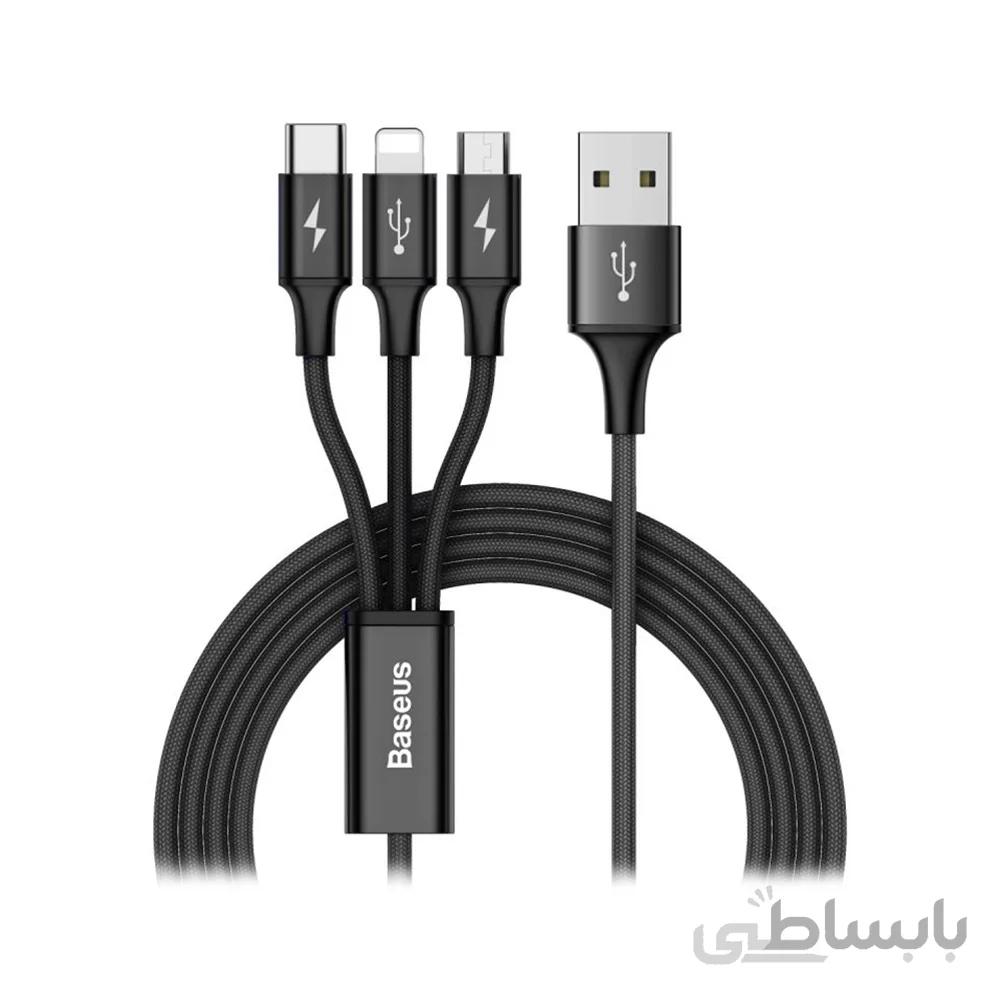کابل 1.2 متری Micro USB / لایتنینگ / تایپ سی بیسوس مدل رپد CAMLT-SU ا Baseus Rapid CAMLT-SU Micro USB / Lightning / Type-C Cable 1.2m