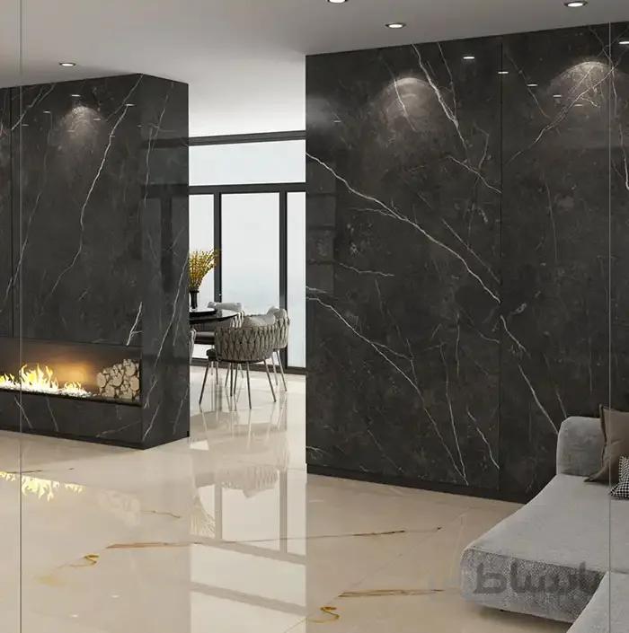سرامیک اسلب فلوریدا طرح سنگ انیکس مشکی طلایی آبادیس 120*240