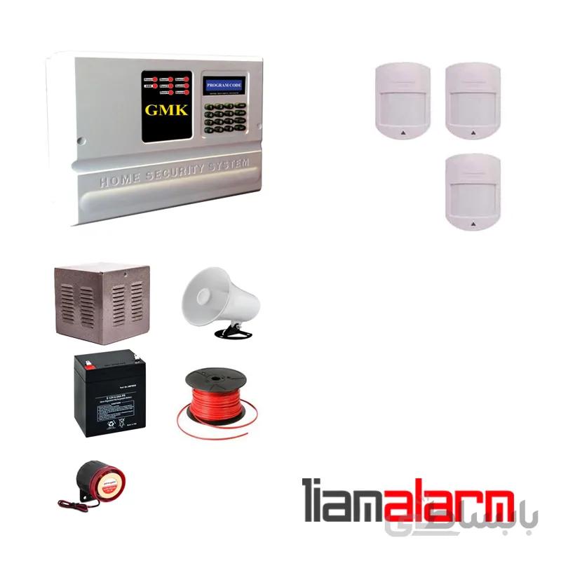 پکیج دزدگیر اماکن با سیم مدل جی ام کا سیم کارتی و تلفنی GM910H63