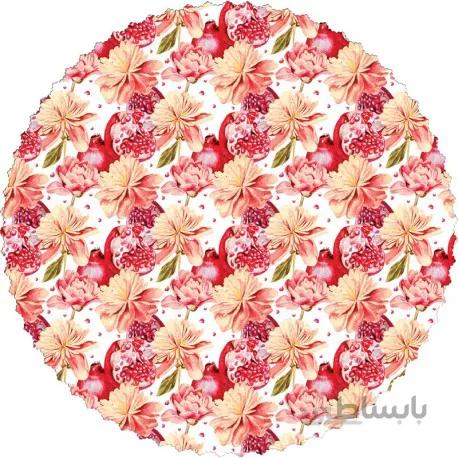 رومیزی مخمل گرد نقاشی انار گل