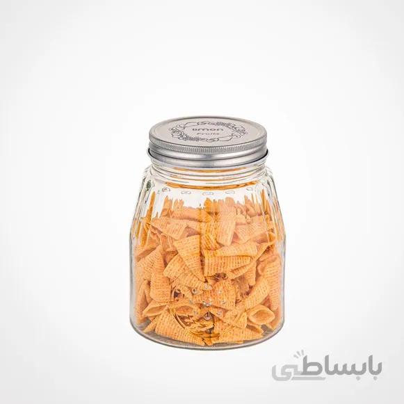 بانکه شیشه ای لیمون مدل درب استیل کد 2036