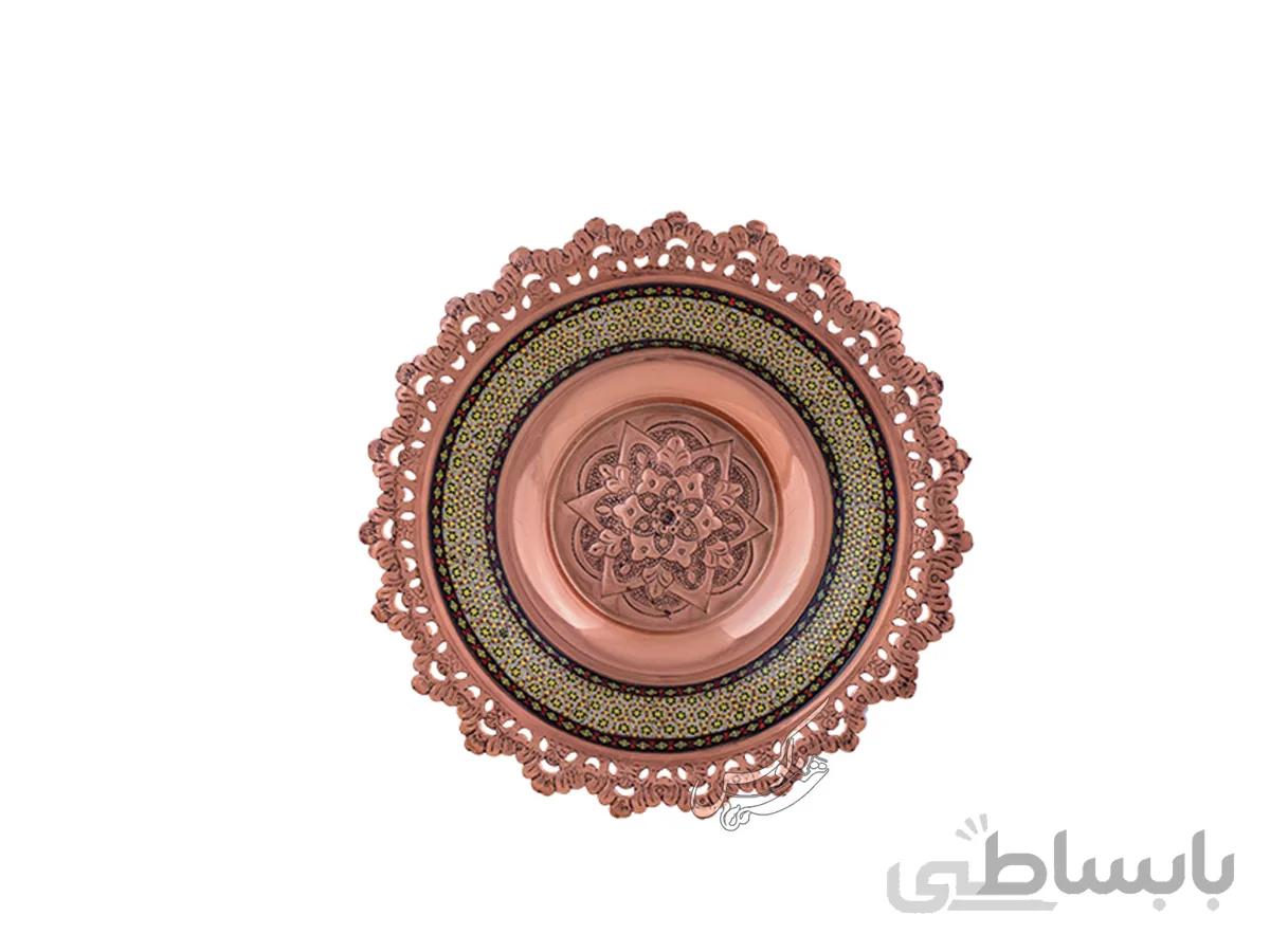 بشقاب مس و خاتم شبکه بری کوچک