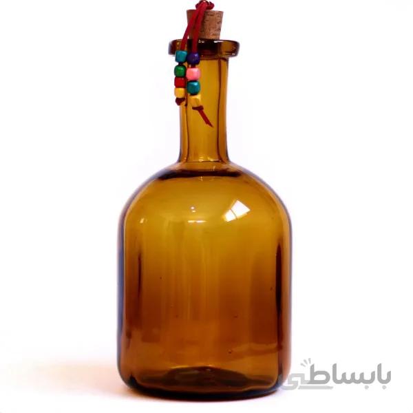 بطری شیشه ای استوانه ای طوقدار موج گردن بلند عسلی
