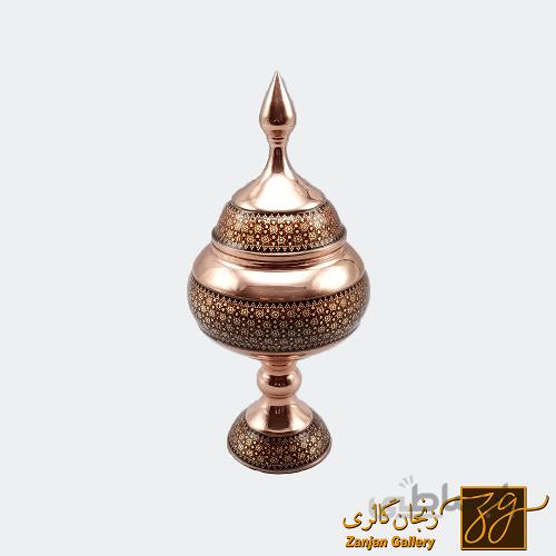 قندان مسی پایه دار خاتم