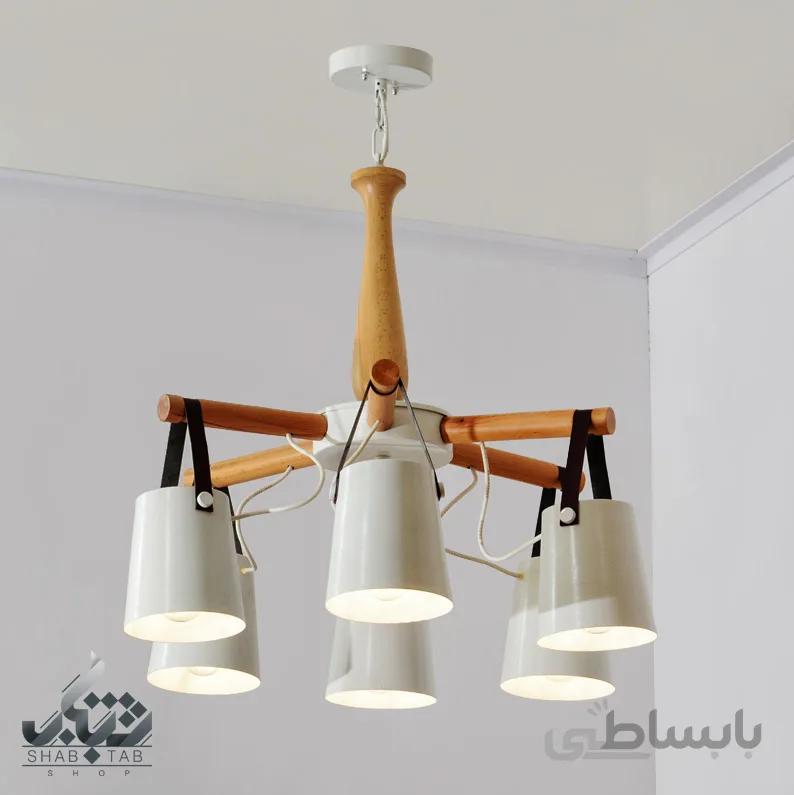 لوستر شش شعله آراد کد G109/6 سفید