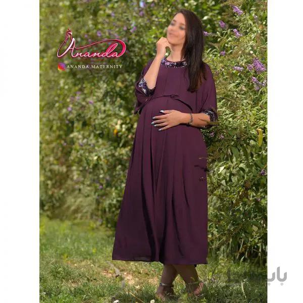 پیراهن مجلسی بادمجونی مدل پرنیان آناندا Ananda