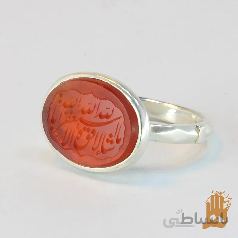 انگشتر صفوی ساده نگین عقیق سرخ یمنی