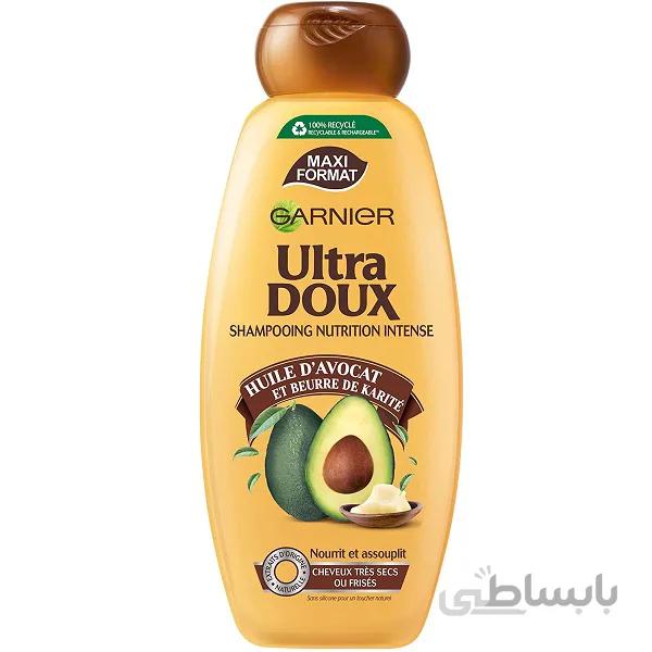 شامپو مغذی آووکادو گارنیر GARNIER مدل ULTRA DOUX حجم 400 میل اصل فرانسه | نرم کننده و براق کننده
