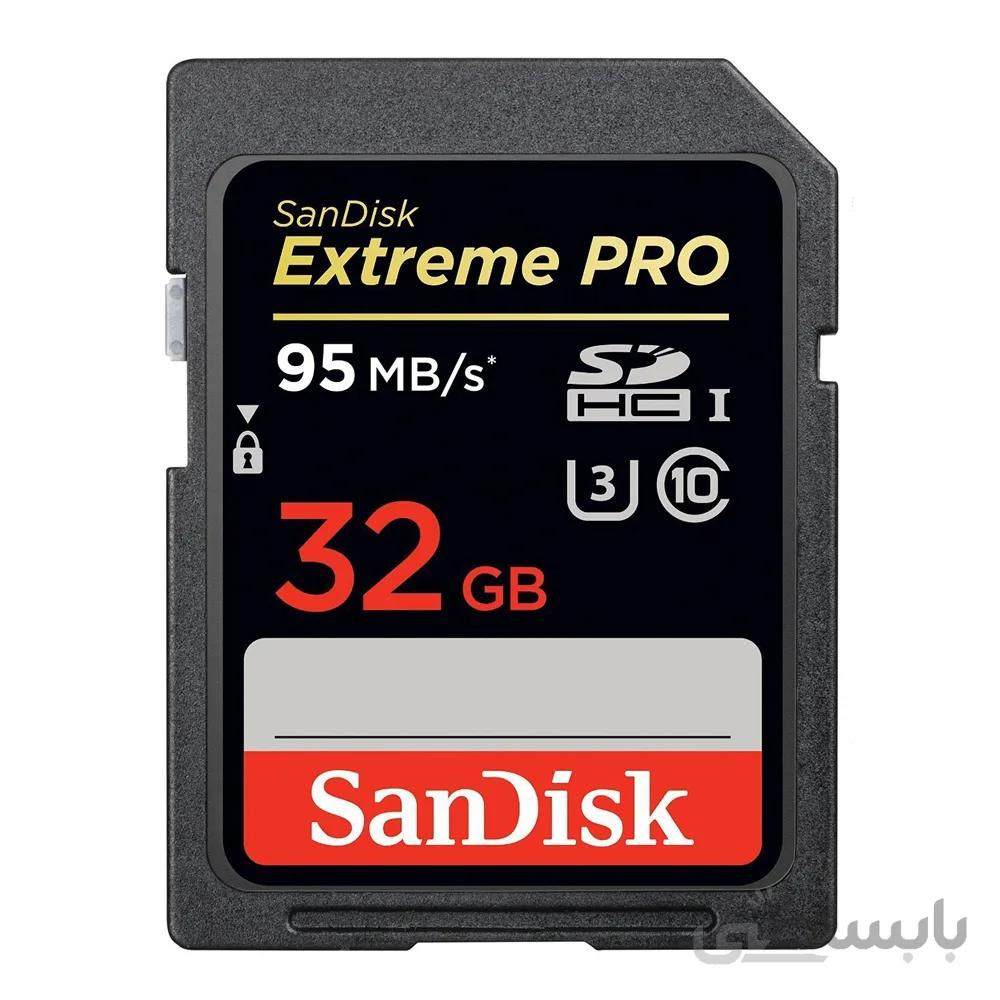 کارت حافظه SDHC سن دیسک مدل Sandisk Extreme Pro V30 کلاس 10 استاندارد UHS-I U3 سرعت 633X 95MBps ظرفیت 32 گیگابایت در بروزکالا