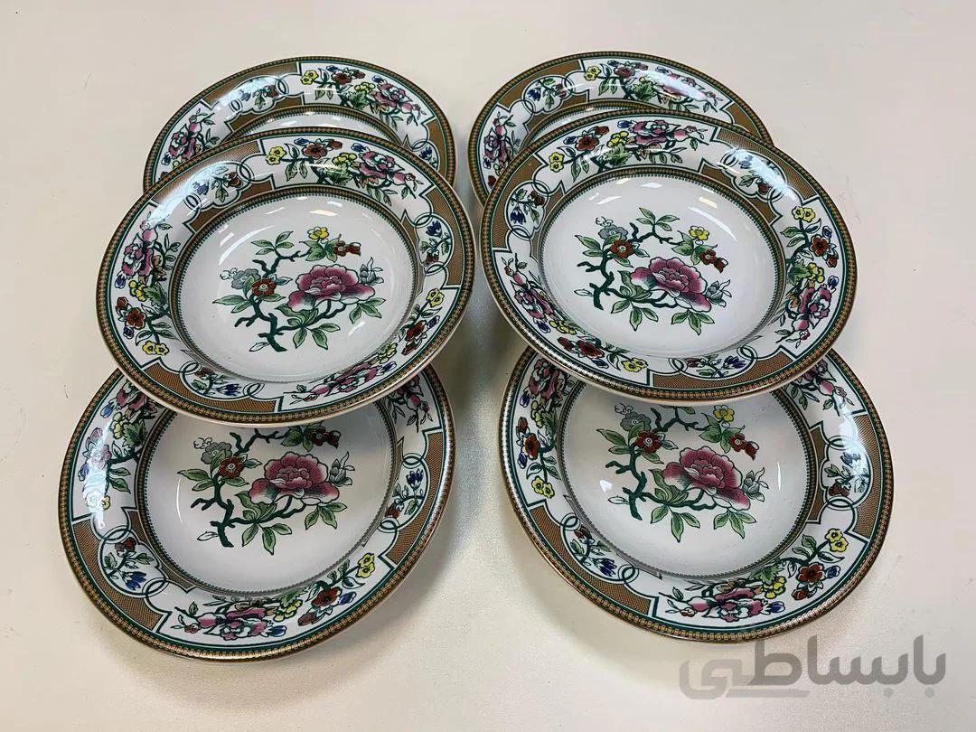 شش عدد خورشت خوری کشمیری طرح قدیم مارک هاور انگلیس قطر ۲۱ سانت