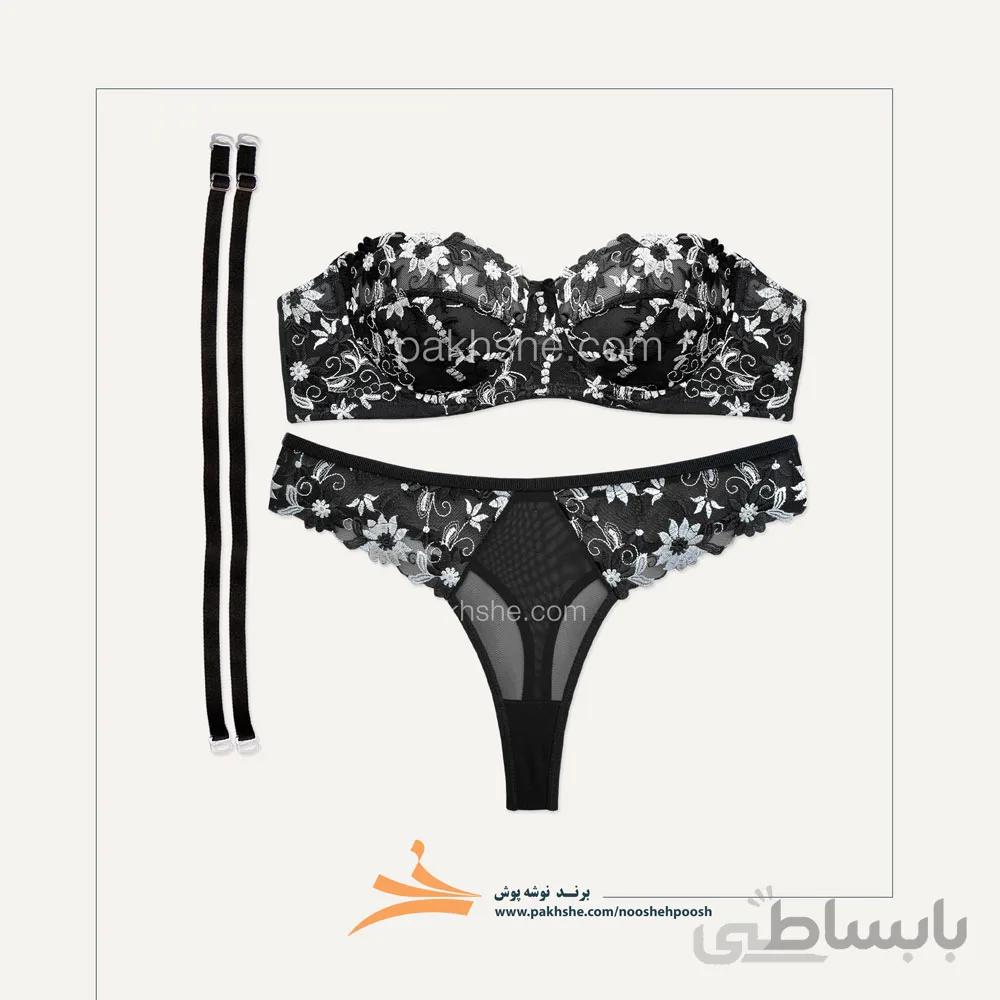 ست مشکی دکلته فنردار برند نوشه پوش کد 88005