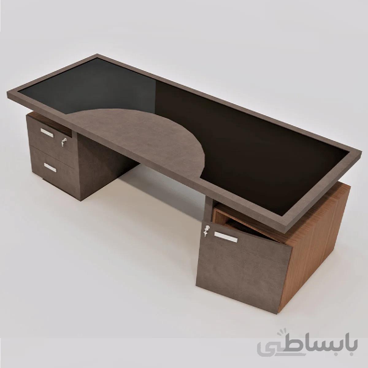 میز مدیریت چرم ماریانی (با دو بوفه)