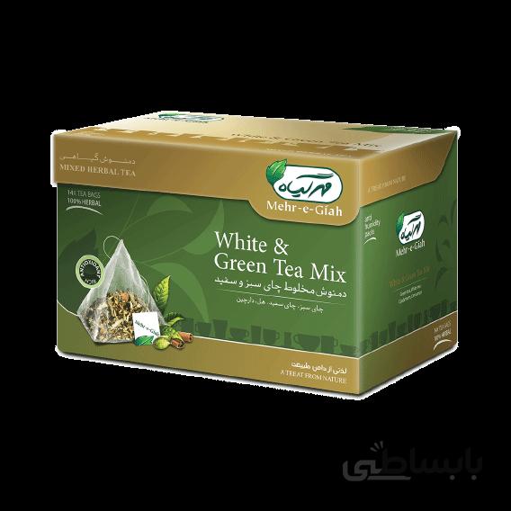 دمنوش چای سبز و سفید مهرگیاه