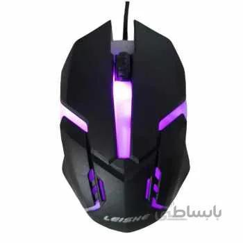 ماوس سیم دار مدل 5W برند Leishe ا (Mouse-Leishe-Rainbow Design)