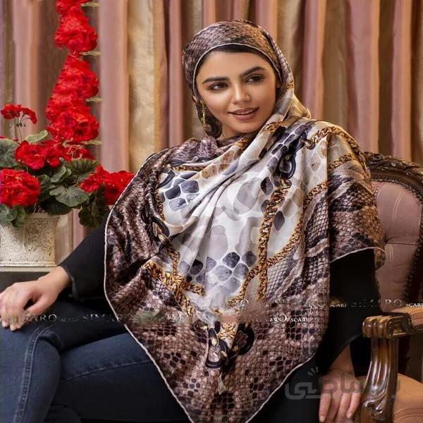 روسری ساتن دیجیتال ابریشم مجلسی عالی