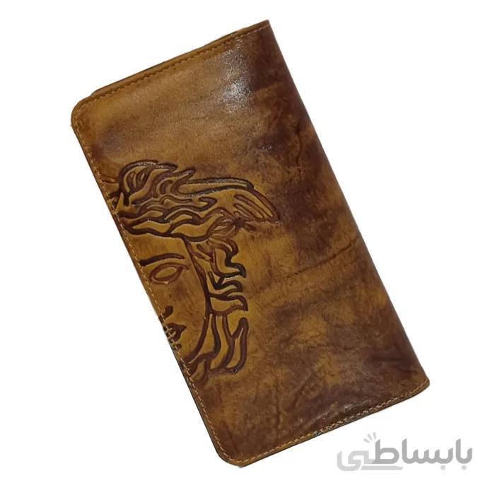 کیف پول دست رنگ چرم طبیعی