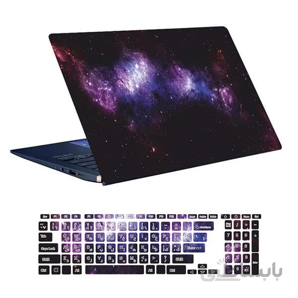 اسکین لپ تاپ طرح Space کد ۷۴ به همراه استیکر کیبورد