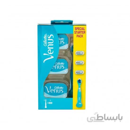 ست اصلاح ژیلت مدل ونوس حاوی دسته و 3 عدد تیغه یدک Gillette لهستان