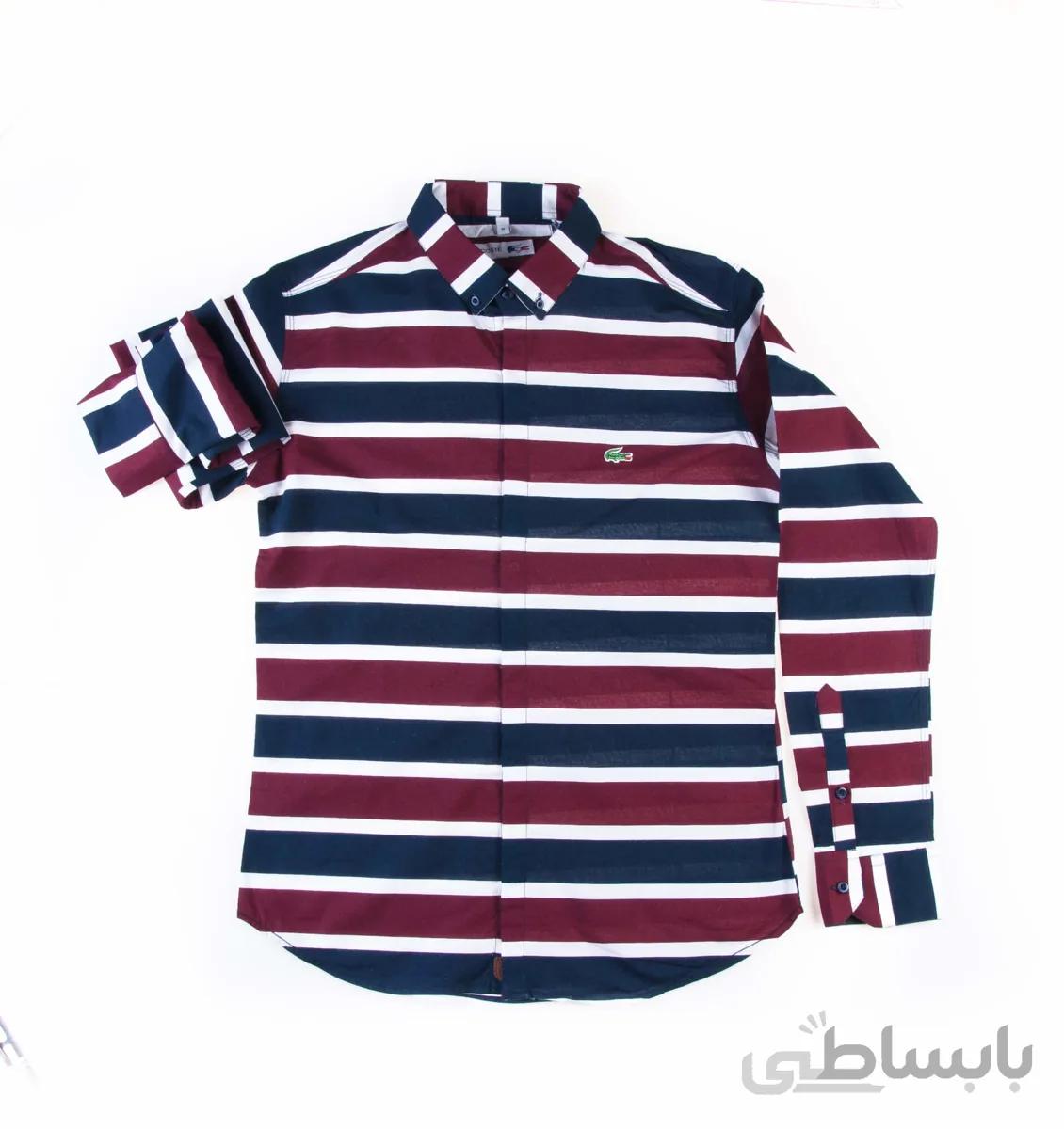 پیراهن مردانه طرح لاکوست راه راه P1006