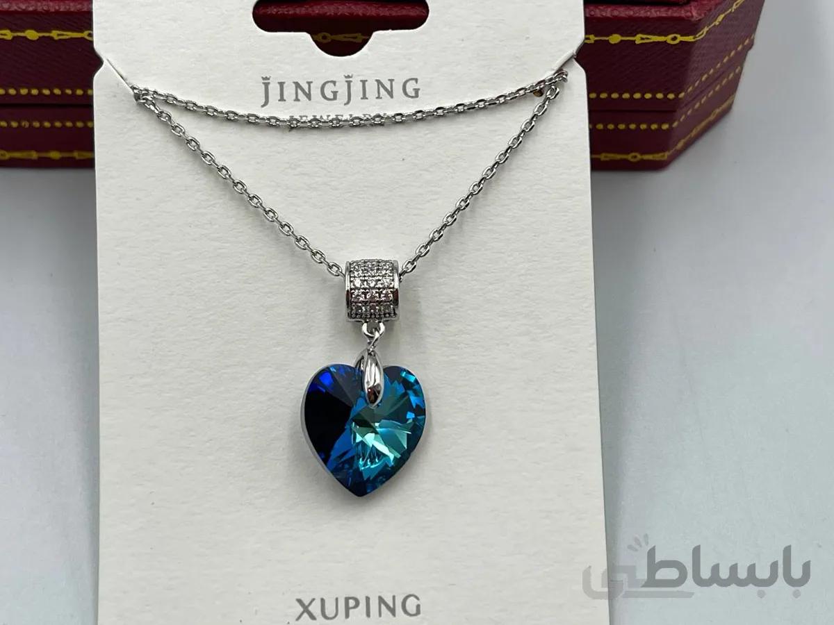 گردنبند سواروفسکی آبی با نگین کاری