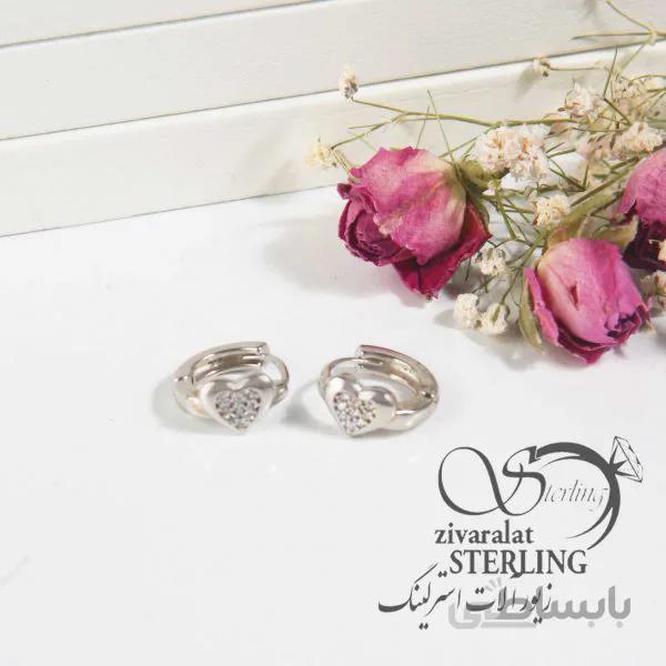 گوشواره نقره مدل قلب نگینی