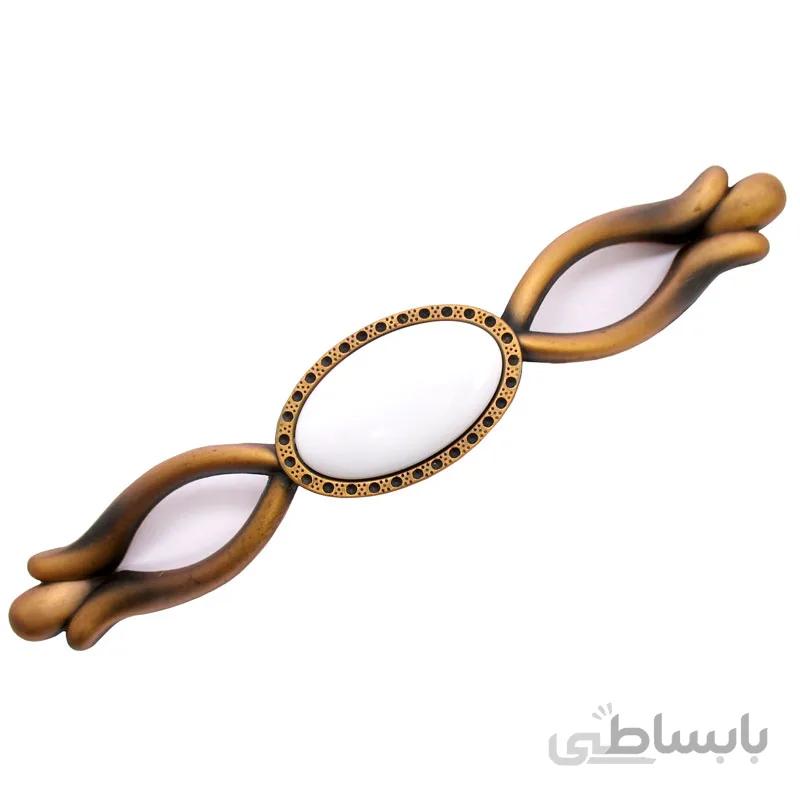 دستگیره کابینت دو پیچ فلزی گوهران مدل گیسو سرامیکی کافی طول 17 سانتیمتر