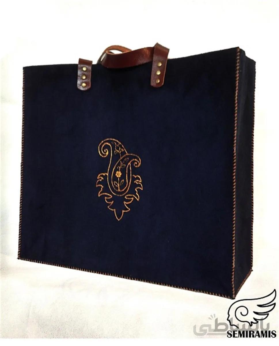 ساک دستی دست دوز سورمه ای طرح بته جقه ا , Handy, handmade, surmeh, paisley design